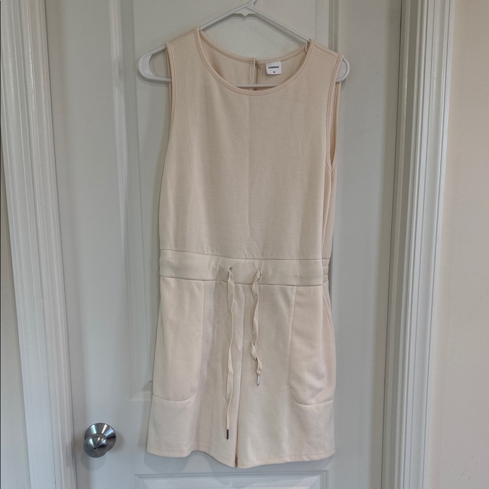 DONATING SOON! Sleeveless Cream Drawstring Romper
